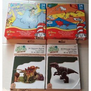 4 Puzzles One Fish Two Fish Dr Who Puzzle Dr Seuss Wild Creatures Dinosaurs New